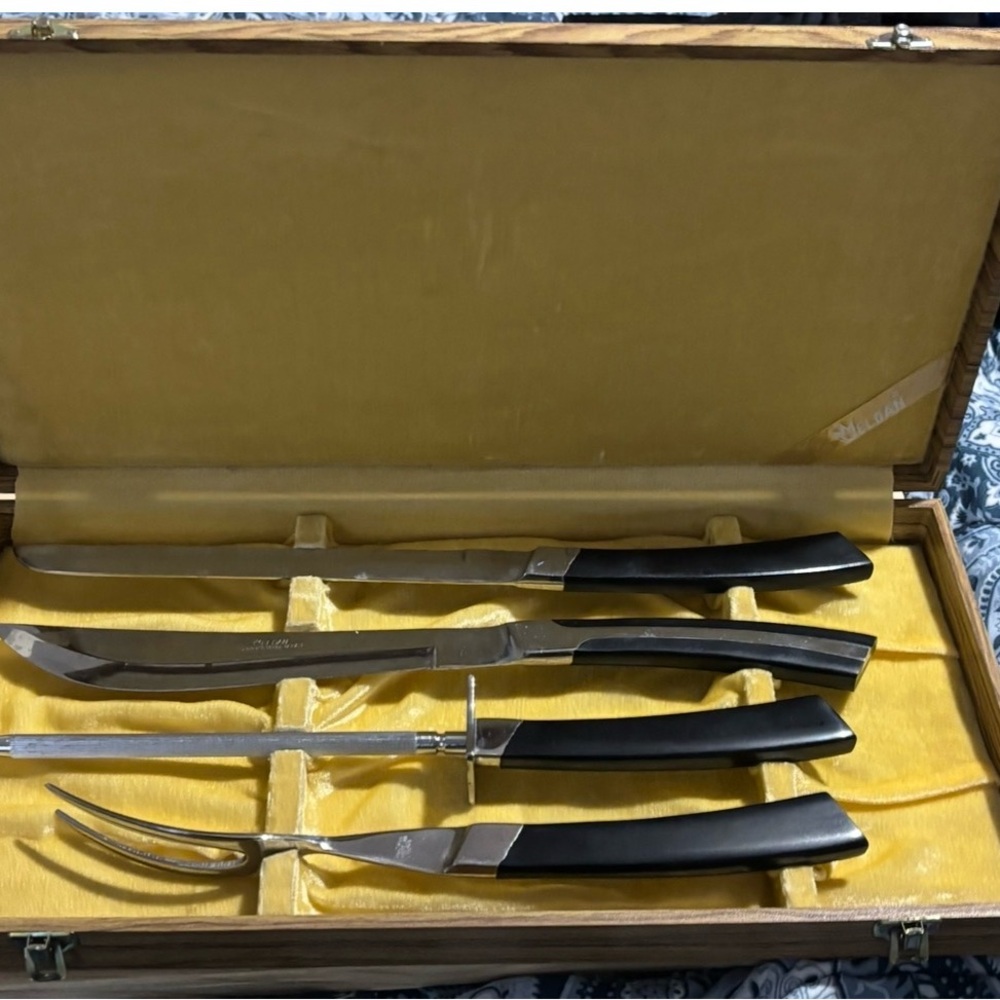 Elegant Black Handle Carving Set